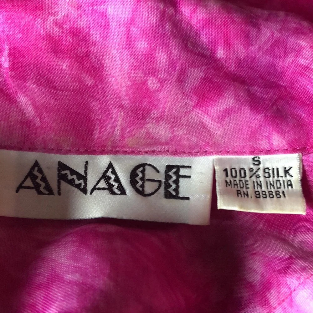 Anage Pink 100% Silk Embroidered Jacket size Small Pink Power BC Awareness